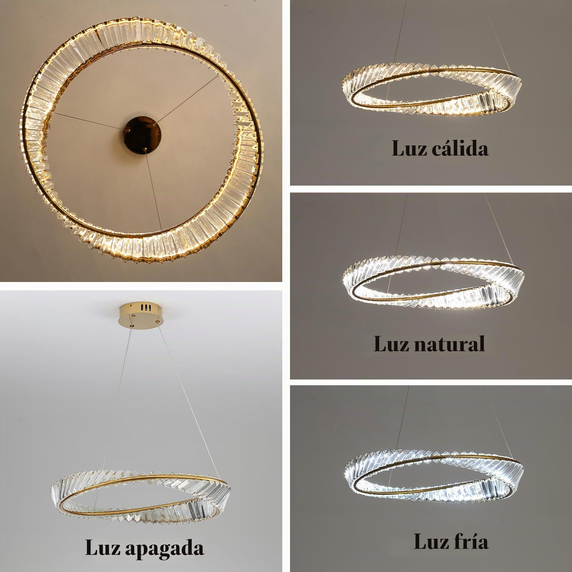 Lamparas De Comedor Modernas,Oro Anillos Irregulares LáMpara Colgante Redonda,IluminacióN De ArañA De Cristal Moderna Regulable Para Sala De Estar Comedor Cocina Dormitorio D40Cm/15,7 In