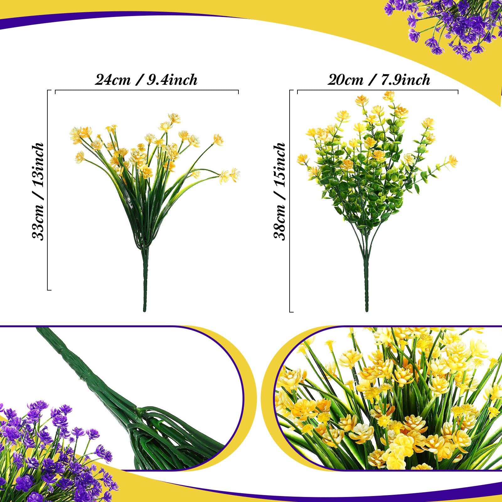Kunstplanten Buiten Nep Apengras met Bloemen voor Pot Tuin Veranda Decor (24 bundel paarse bloemen) kopen vanaf een prijs van 4.29