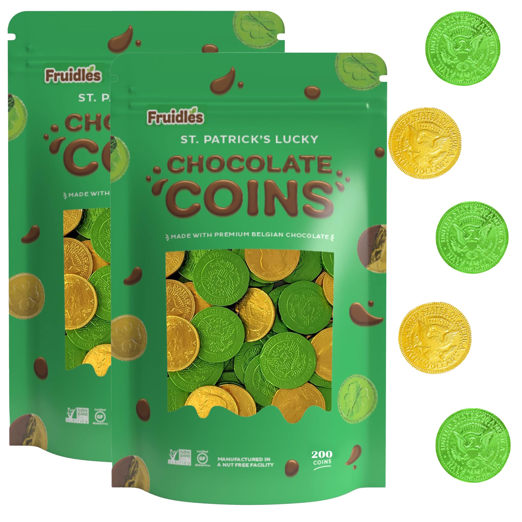 St Patricks Day Chocolate Coins, Gold And Green Coins