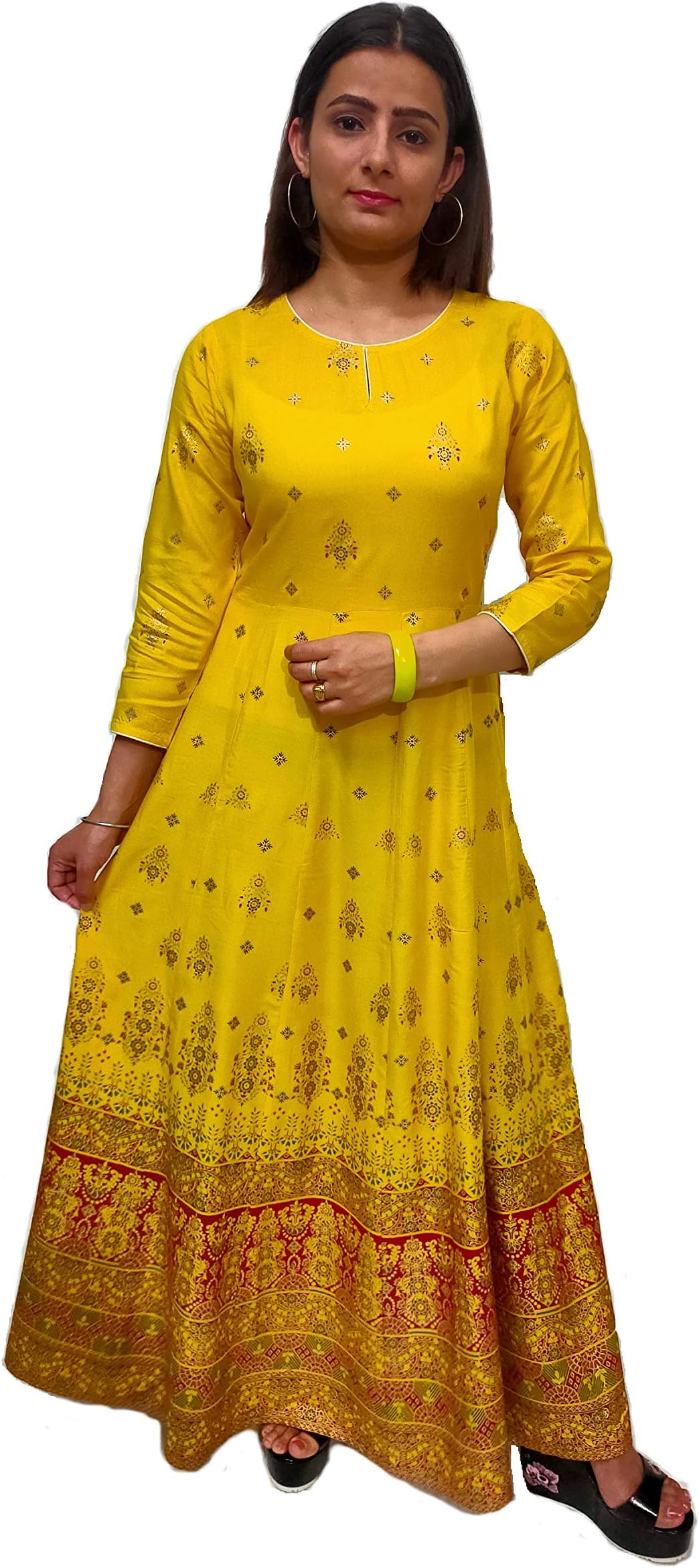 KJ Collections Fashion Hub Printed Long Dress/Kurta/Kurti for Girl's & Women's