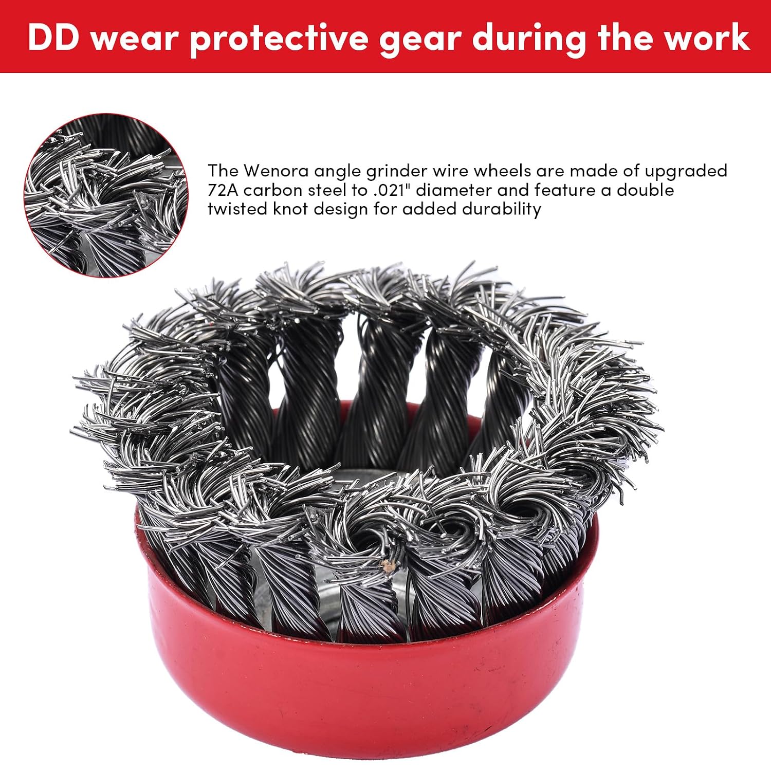 4 Pack Wire Wheel for Angle Grinder, 4-1/2" Heavy Duty Carbon Steel Knotted Wire Brush, 5/8"-11 Arbor, Rapid Rust Removal & Polishing, Angle Grinder Wheel Brush Combo Set