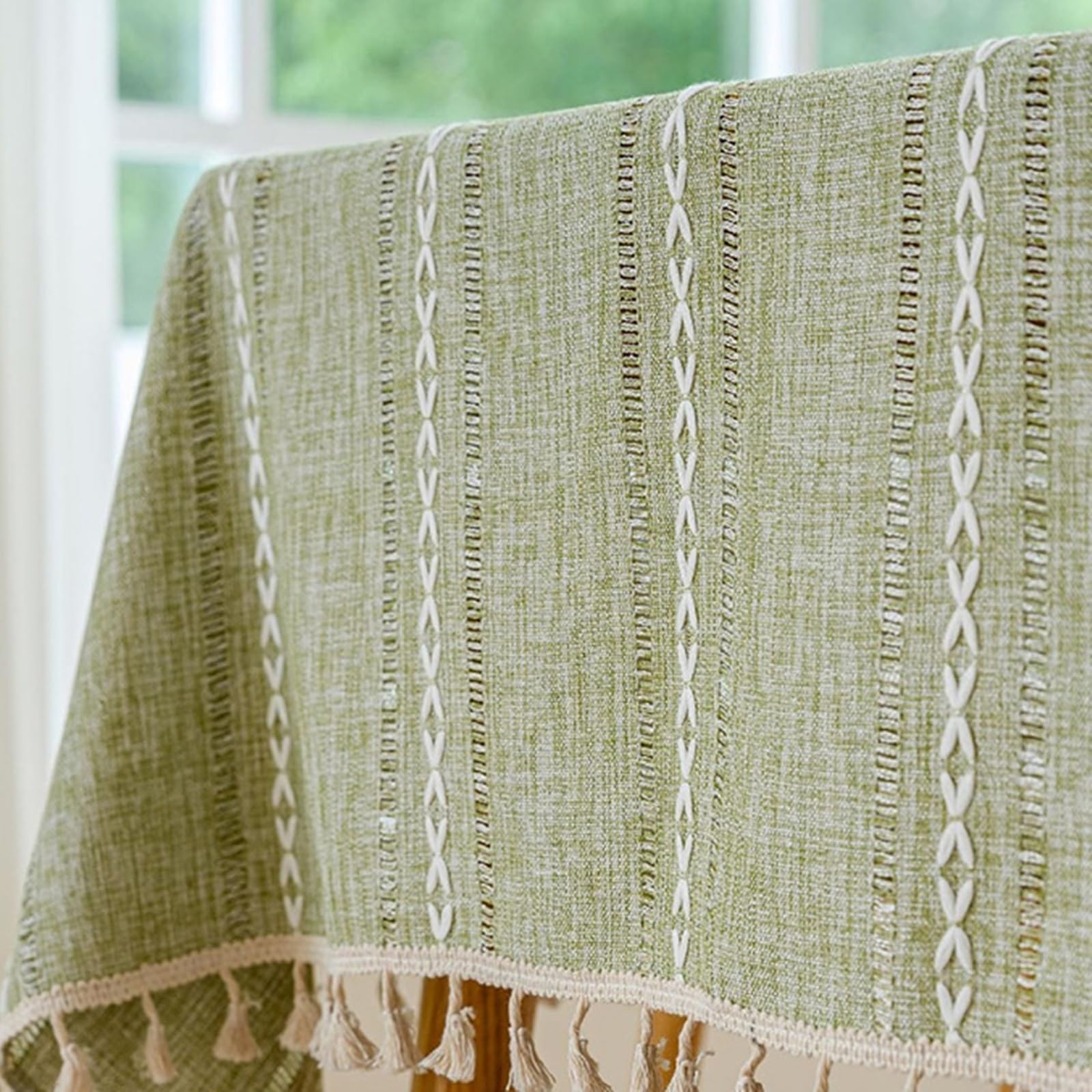 Tischdecke Hochzeit Rechteckig 140x260 cm, Leinenoptik zum Stickerei