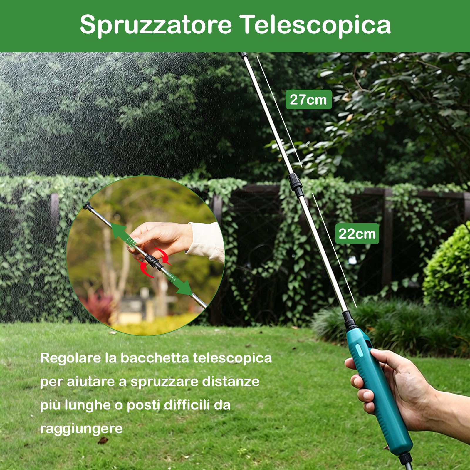 Spruzzatore Elettrico a Batteria per Piante, Nebulizzatore a Pressione da Giardino con 3 Beccuccio Regolabile, Spruzzatore a Zaino Irroratrice a Pressione Automatica, Trasparente (8L)