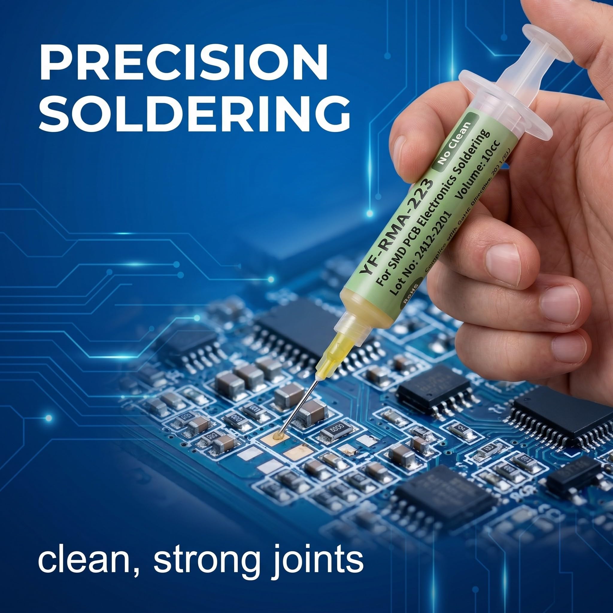 4 Pezzi Pasta Saldante Flussante RMA-223, 20g per Siringa con Ago e Pistone, Flussante per Saldatura Professionale per SMD BGA PCB Rilavorazione e Riparazione Elettronica