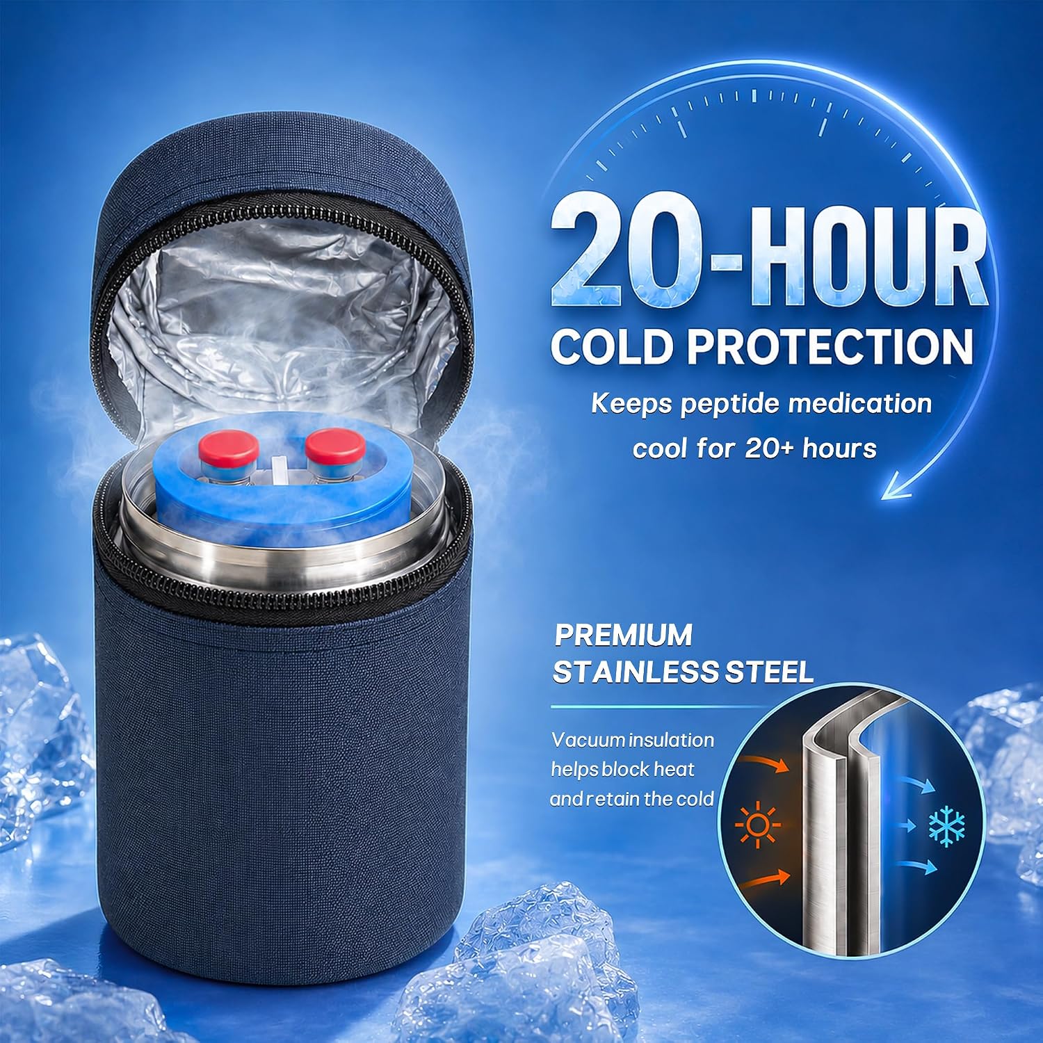 Cruxer Upgraded Insulin Vial Cooler Travel Case,20H Cooling,TSA-Approved