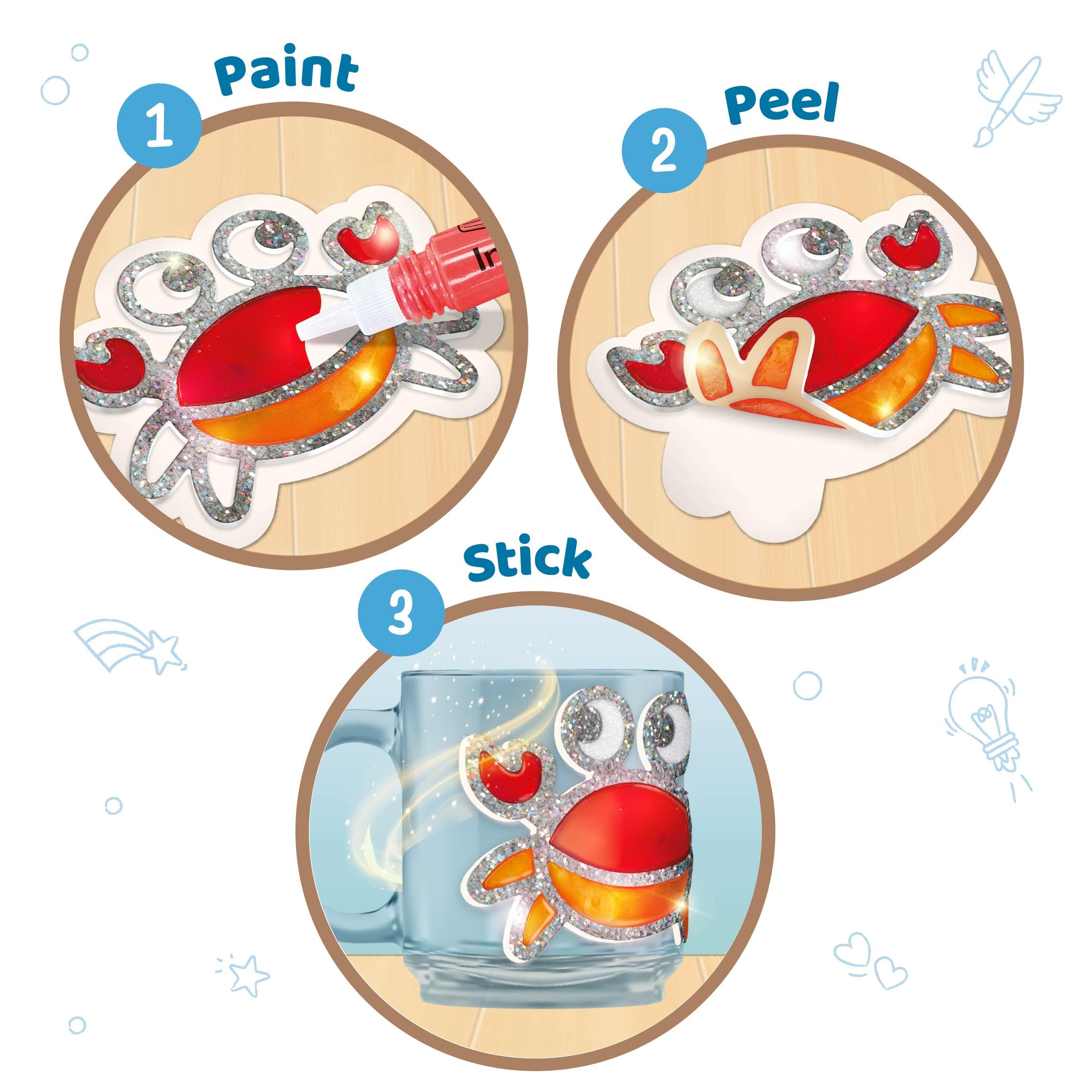 Imagimake DIY Jelly Stickers – Ocean | 3D Gel Stickers Craft Kit for Kids | Window, Bottle & Mug Decoration | Non-Toxic Glass Paints | Age 3+ 1