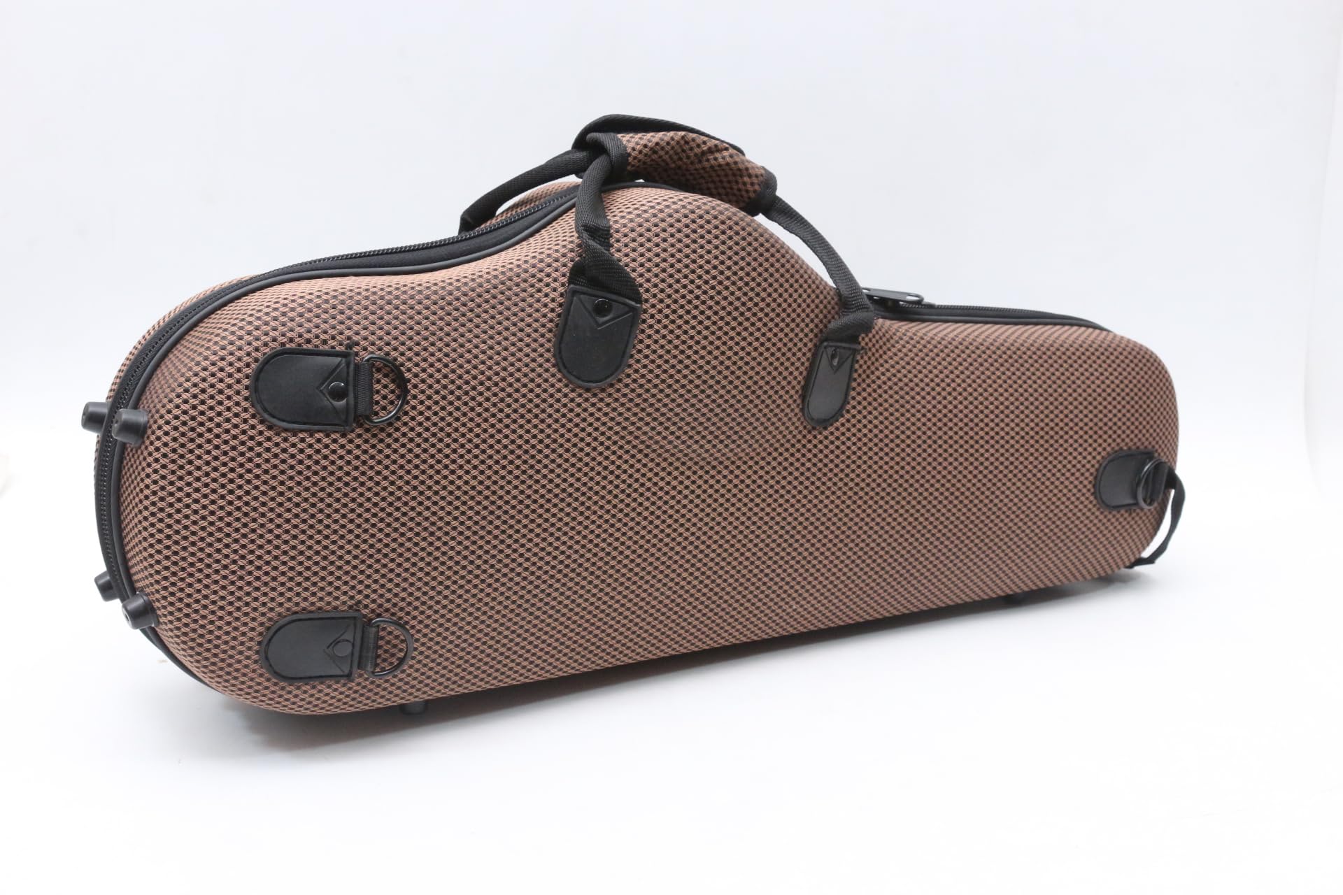 Custodia leggera e resistente per sax contralto interna in peluche Custodia portatile per sassofono tracolla regolabile con tasca frontale in nylon (marrone)