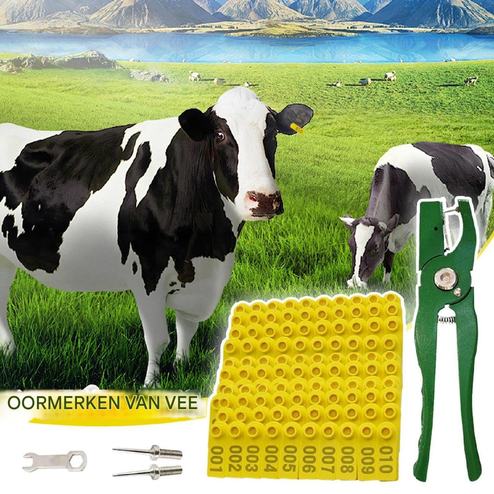 Marche per bovini - Etichette per animali bovini numerate 001-100 - Etichette per animali domestici portatili 100 , per ovini, bovini e suini | 100 targhette per animali da allevamento, targhette per orecchini per identificazione an