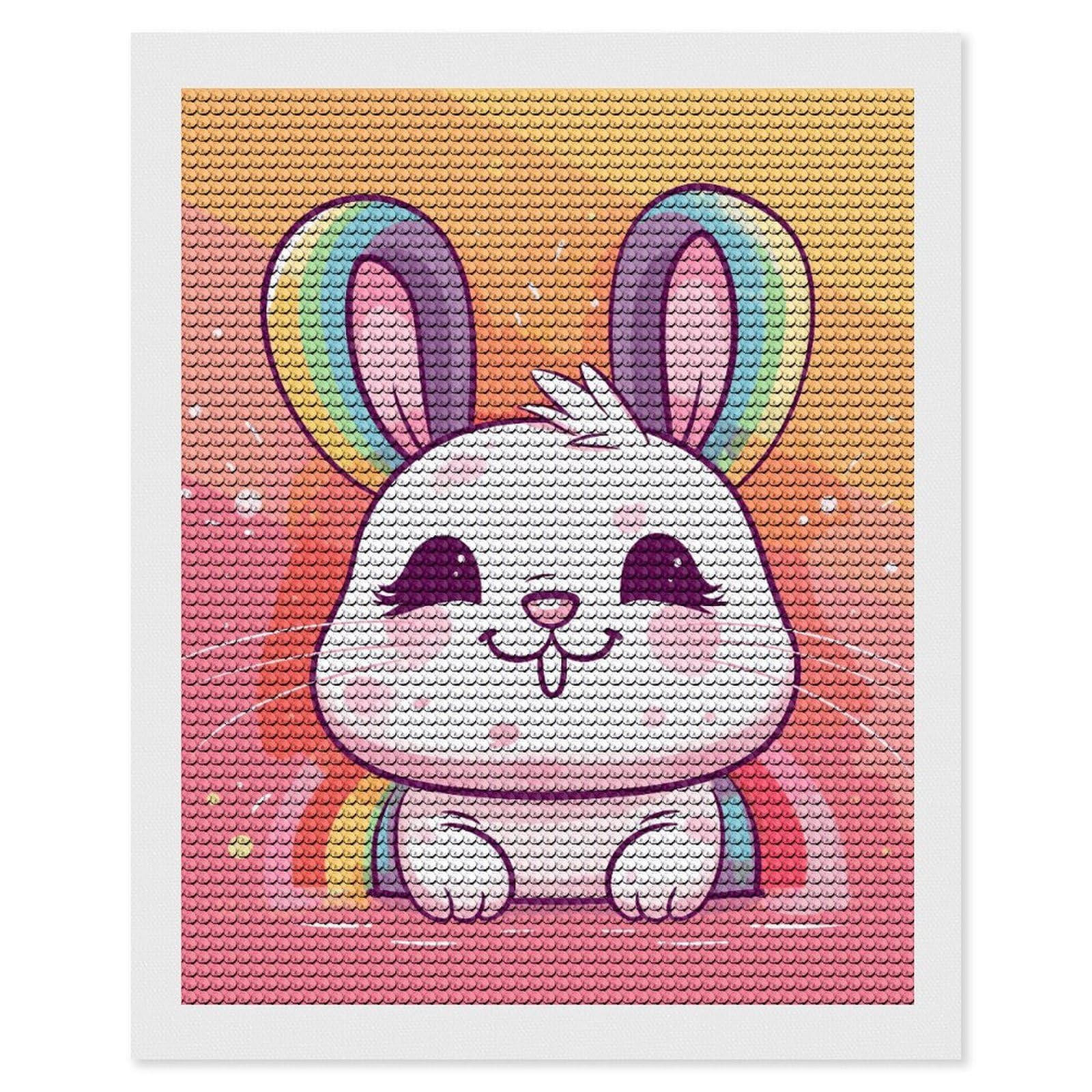 Chubby Rabbit Diamond Art Kits for Adults, DIY 5D Diamonds Painting Kits for Beginner, Round Full Drill Diamond Dots Painting, Diamonds Pictures Gem Art and Crafts Wall Decor 16"x20"