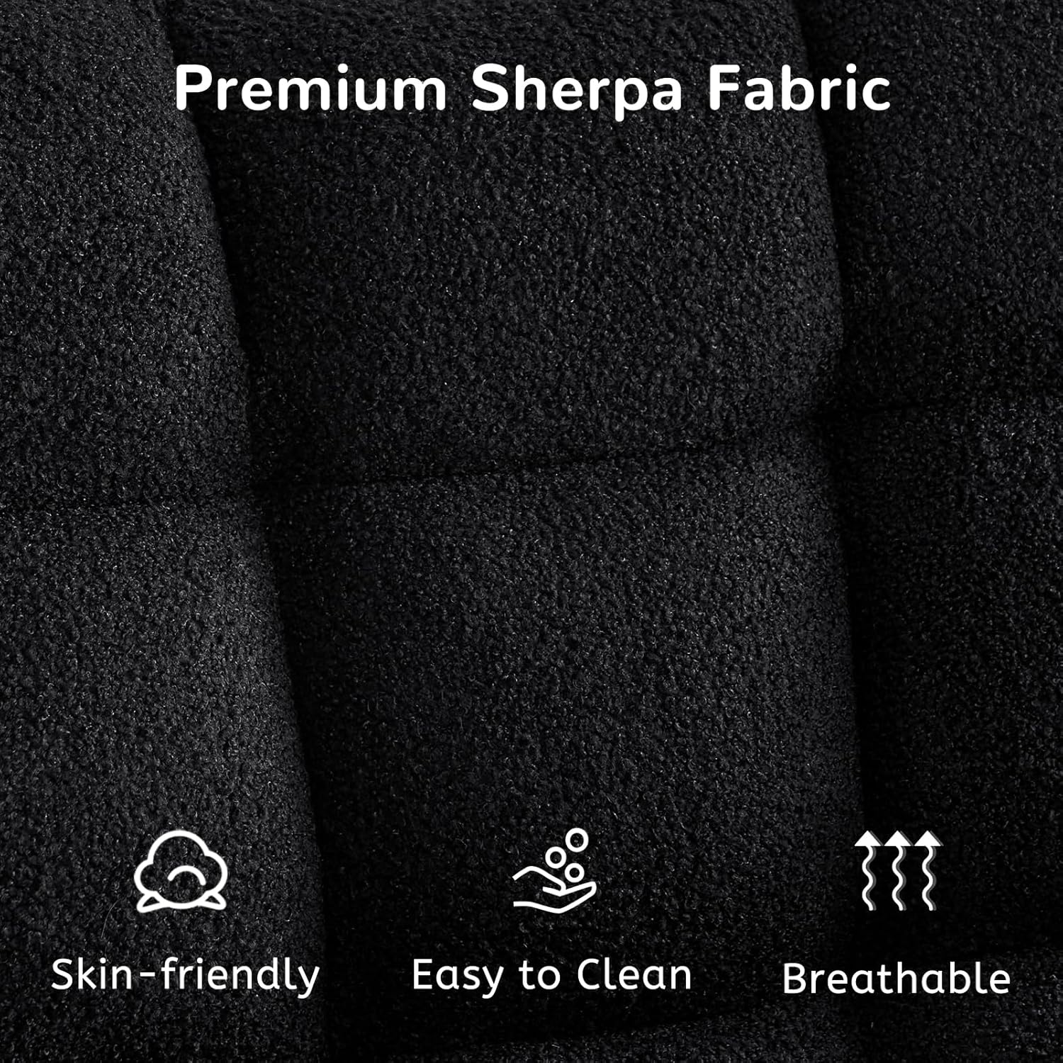 Furniliving Sherpa Rocking Chair Nursery, Comfy Upholstered Glider Rocking Armchair with High Backrest and Suitable Armrest, Rocker Glider Chair Soft Side Chair for Bedroom, Home Office(Black)