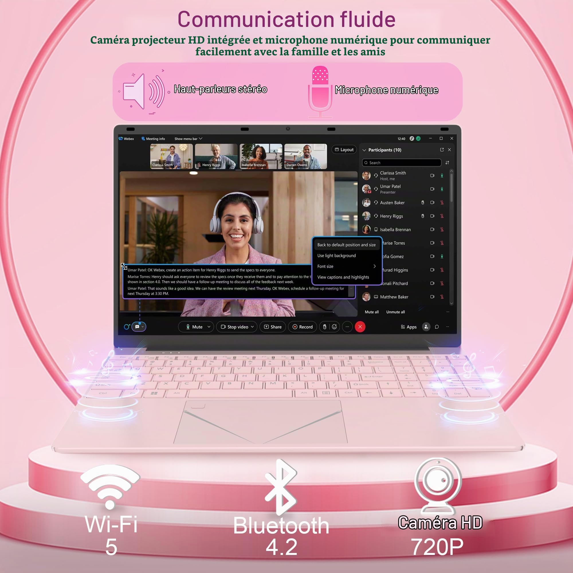 PINSTONE Ordinateur Portable 15,6 Pouces Rose, 16 Go DDR4 RAM, 512 Go SSD