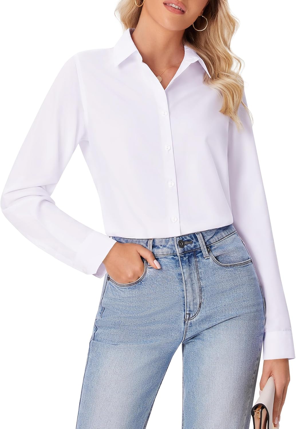 siliteelon Button Down Shirts for Women Wrinkle Free Dress Shirts Long Sleeve Shirts Formal Work Office Blouses Tops - Image 7