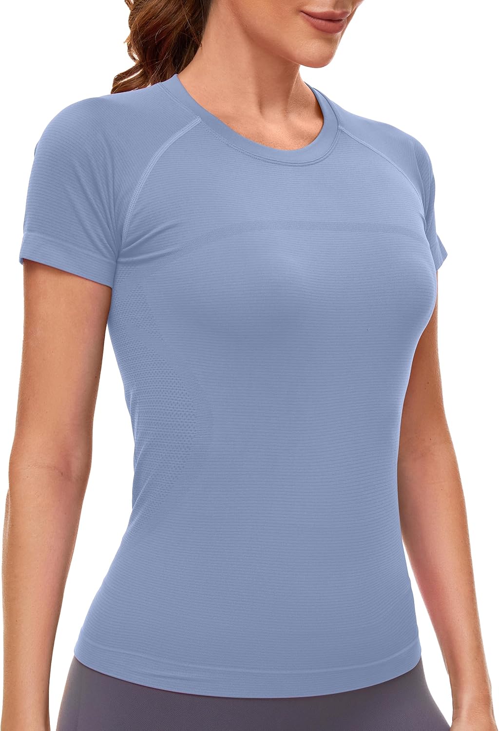MathCat Seamless Workout Tops for Women, Compression Shirt Women Short Sleeve Shirts Athletic Running Yoga Breathable (XS-XL)