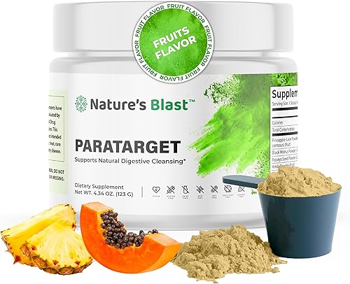 ParaTarget - Fórmula de salud intestinal - Suplemento en polvo de limpieza intestinal con nuez negra, ajenjo, cúrcuma y más - Suplementos naturales