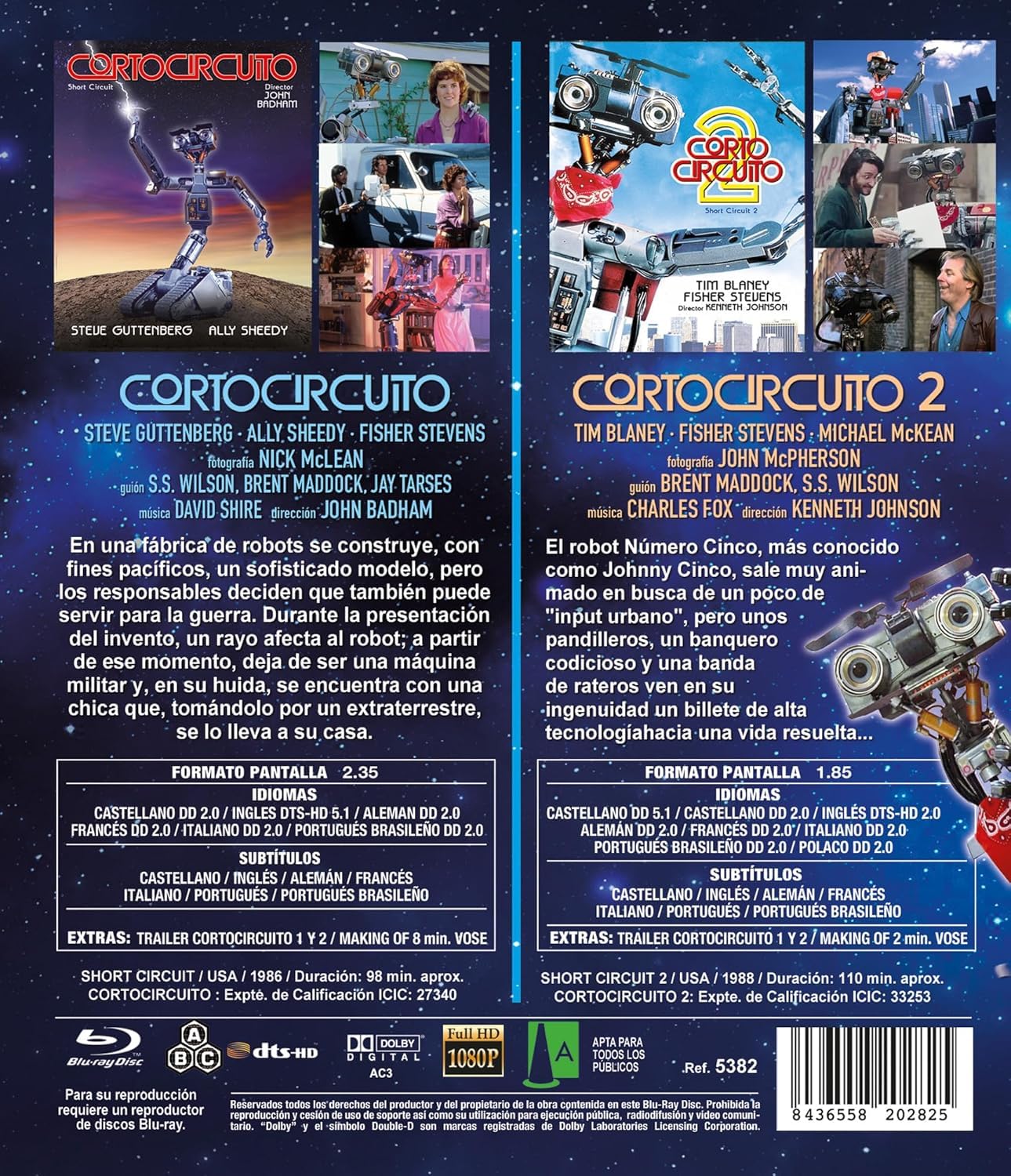 Corto Circuito + Corto Circuito 2 Blu Ray Import Resen - AUDIO ITA