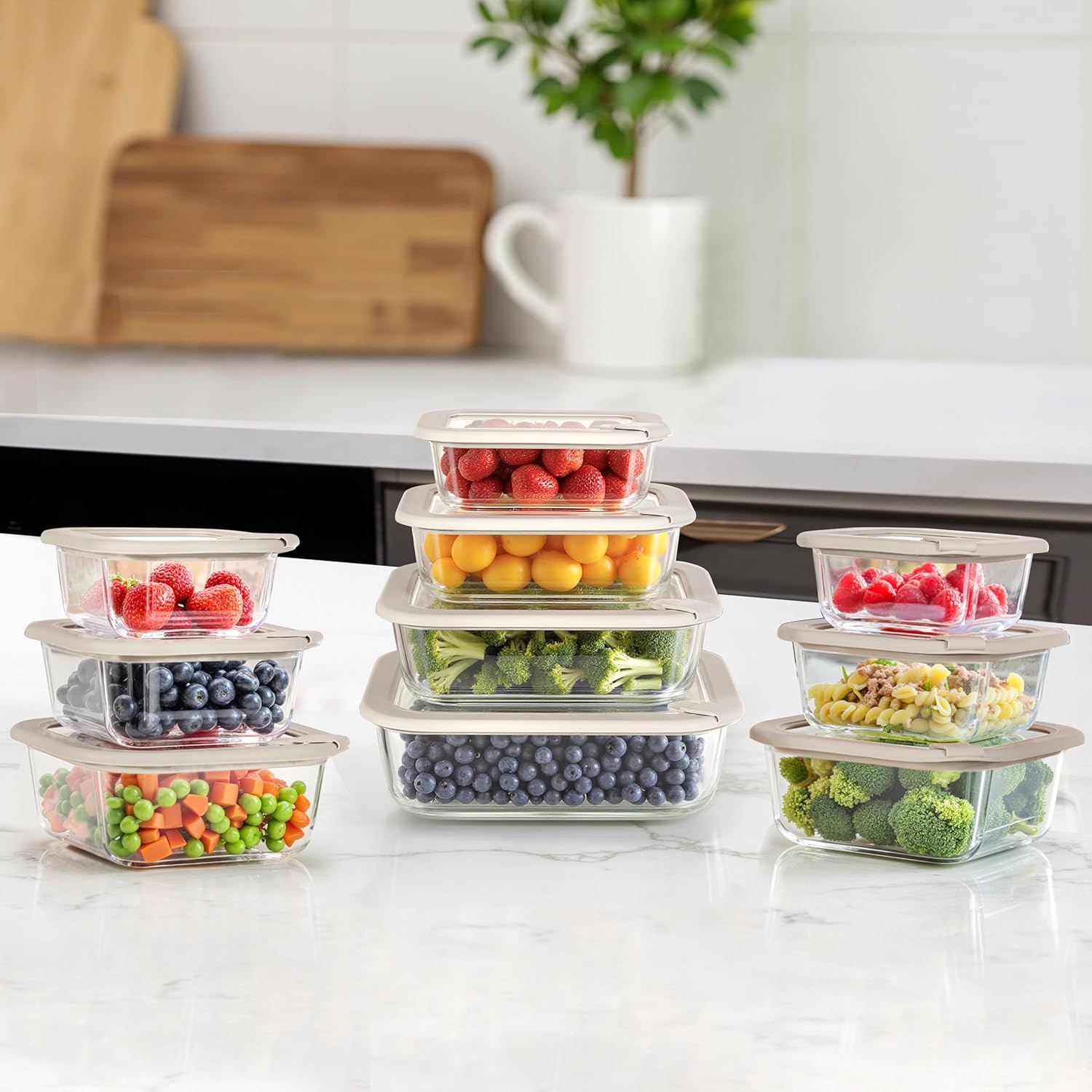 Glass Food Containers with Glass Lid, Microwave Safe Food Storage Container Set, 4 Pack, Airtight Storage Set with Leak Proof Lids, Meal Prep Containers - Image 7