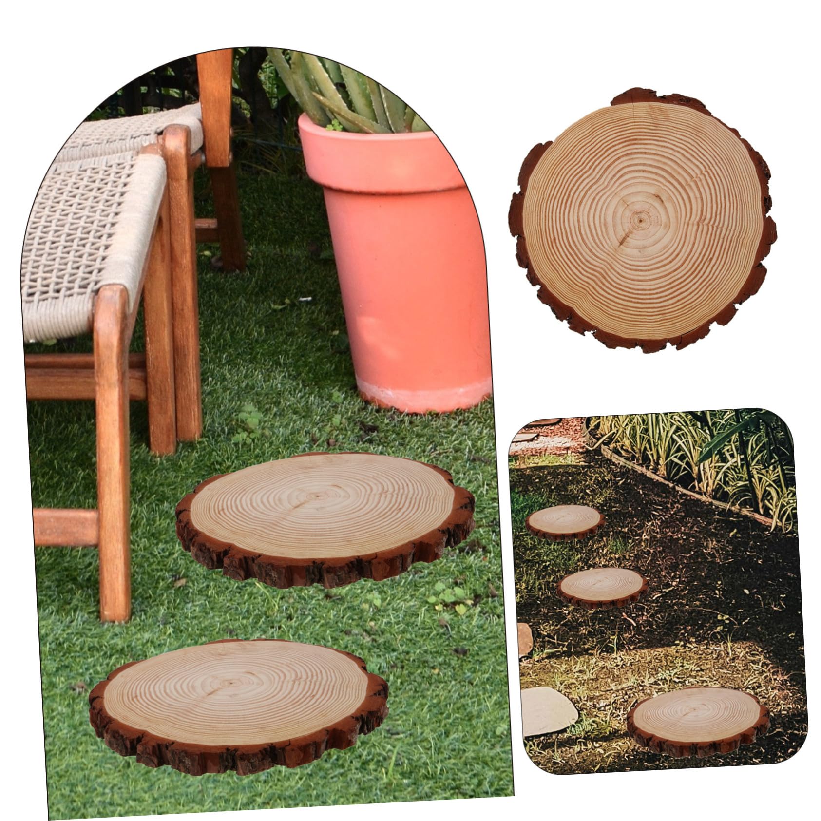 BESPORTBLE Piedras Decorativas para Jardín de Madera Beige, Escalones Resistentes para Exteriores y Caminos de Cemento, Decoración Práctica y Delicada para Jardín