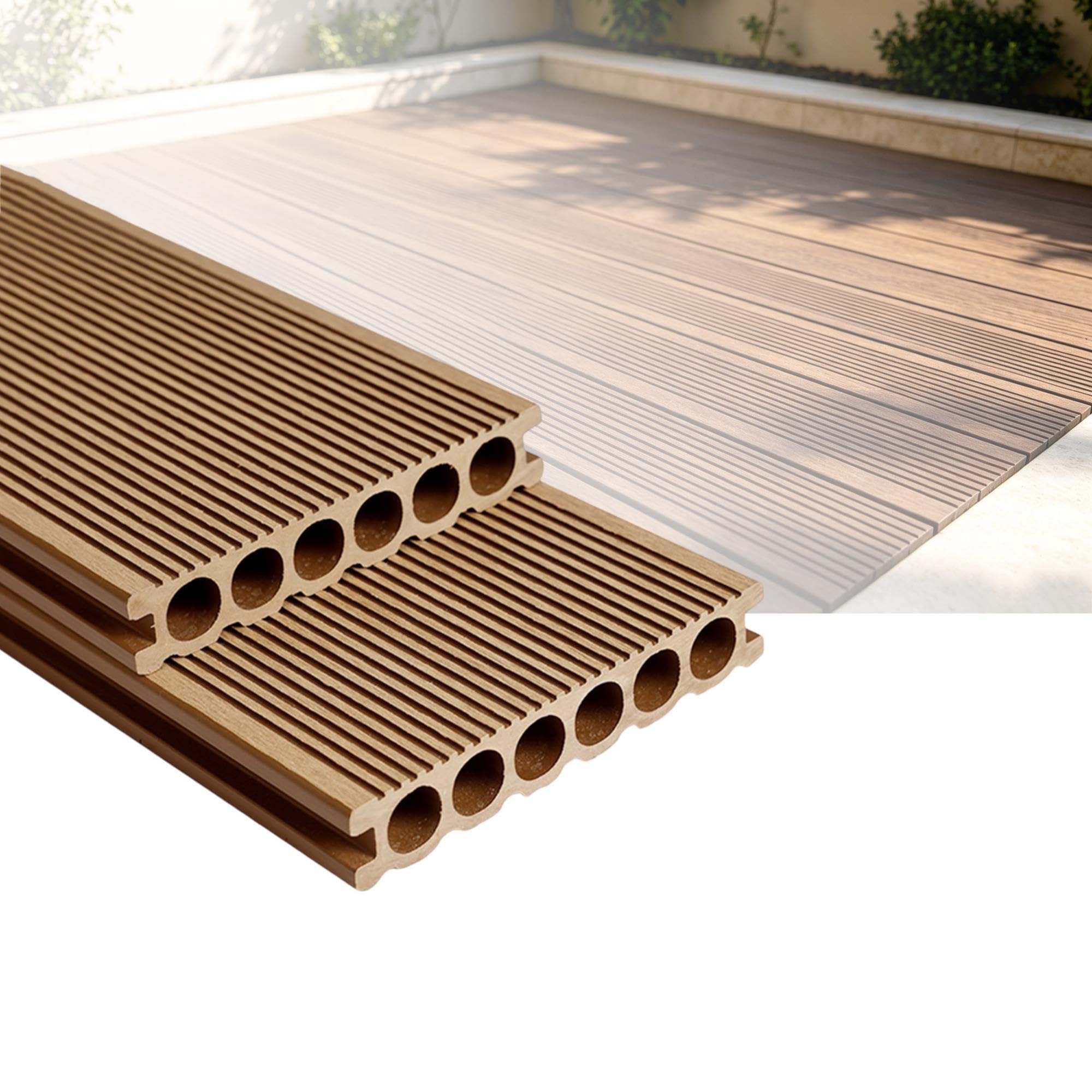 Dalles de terrasse en composite bois-plastique, chemin de jardin effet bois