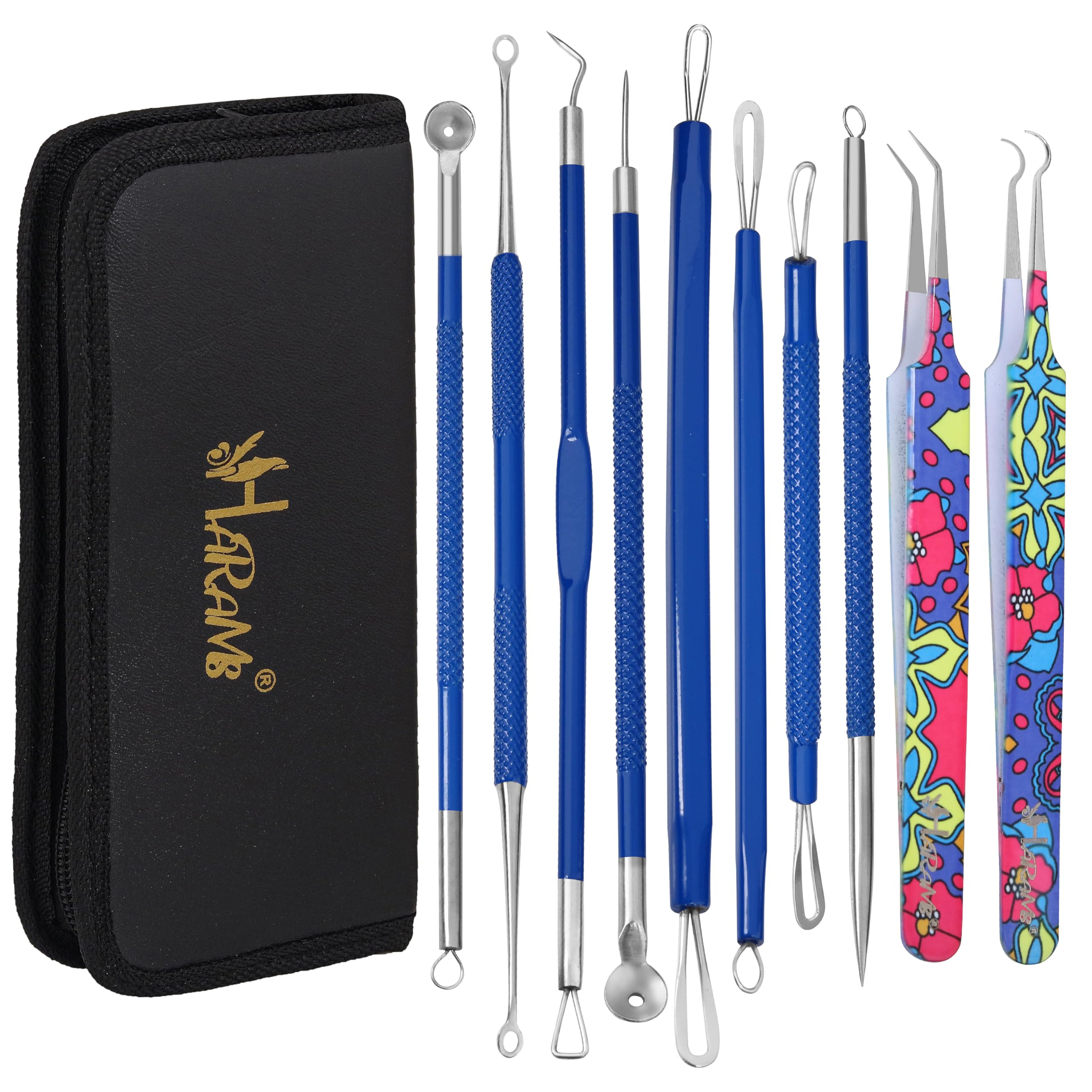 Blackhead Remover Pimple Popper Tool Kit 10 Pcs, Comedone Pimple Extractor Tool, Acne Kit for Forehead Nose, Blackhead