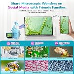 Microscope numérique pour enfants Miniscope portatif - 4K 2.0" Écran rechargeable 1000X Mini Pocket Portable grossissant verre Edu Apprendre la science jeu cadeau avec des diapositives kit 4-12 enfants étudiants (Cyan)