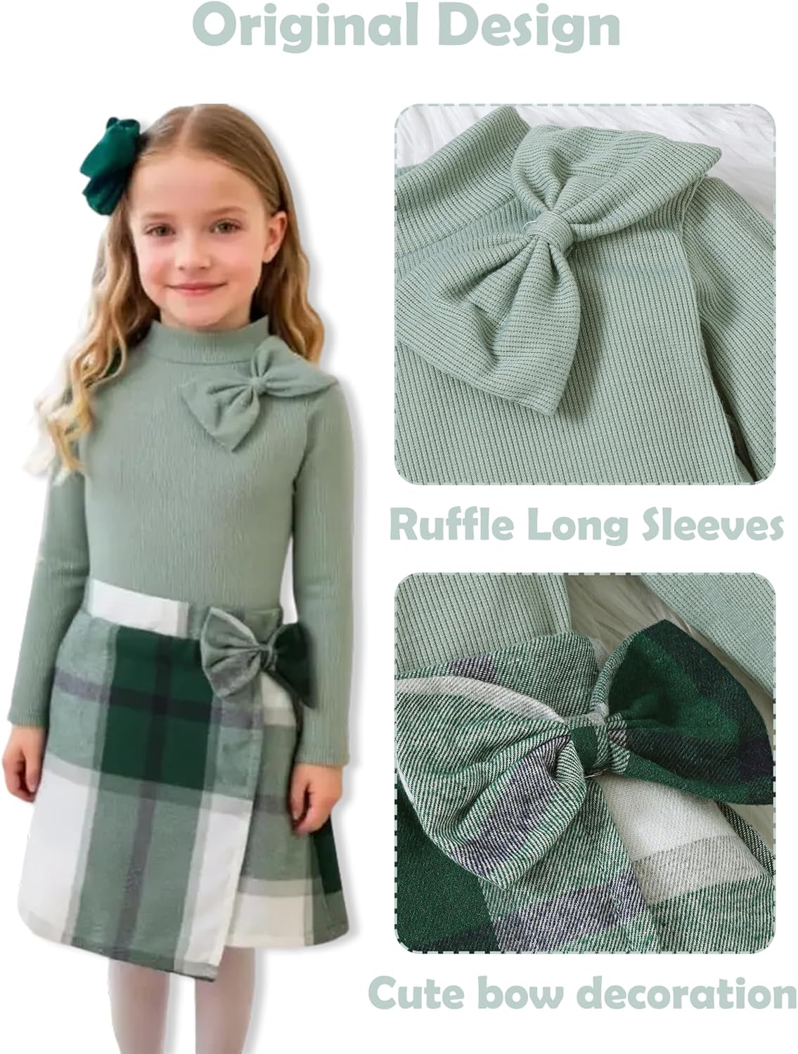 Toddler Baby Girl Clothes Fall Winter Outfits Ruffle Top Dress Pretty Hat Overall Skirt Set - Image 4