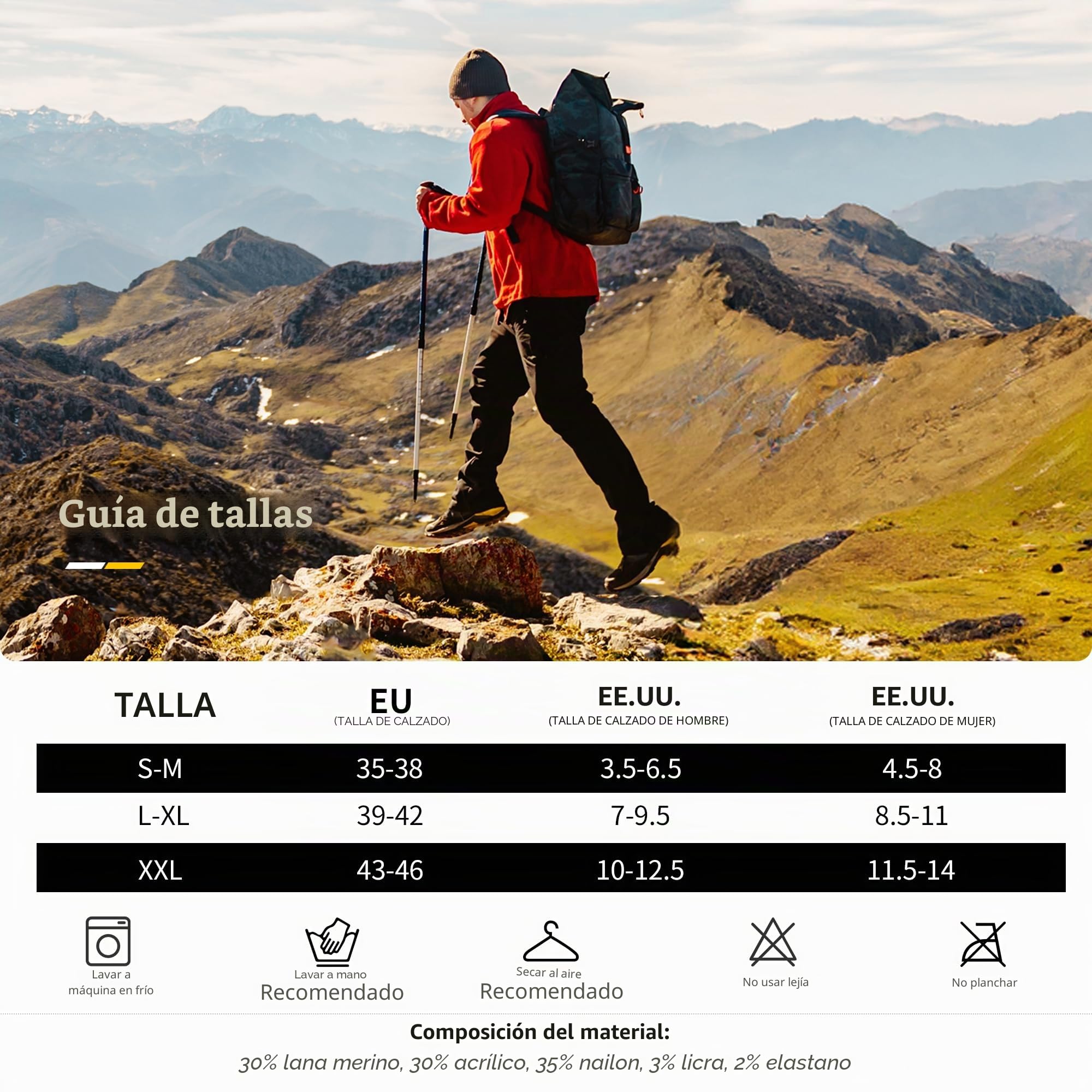 CAMBIVO Calcetines Antiampollas Senderismo Lana Merino 2-3 Pares Transpirable Trail Running Trekking