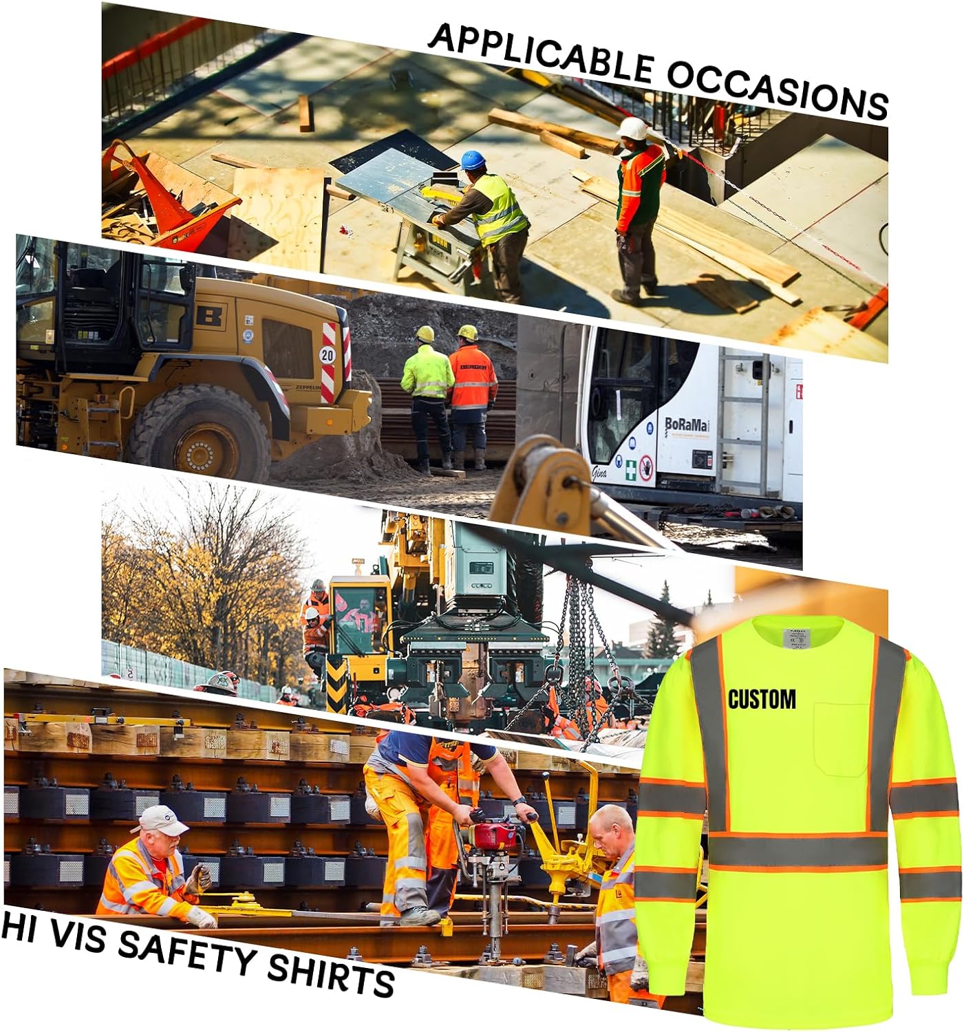 Custom Safety Shirts Hi Vis Quick Dry Work Reflective T-Shirt with Pocket for Men Women Construction