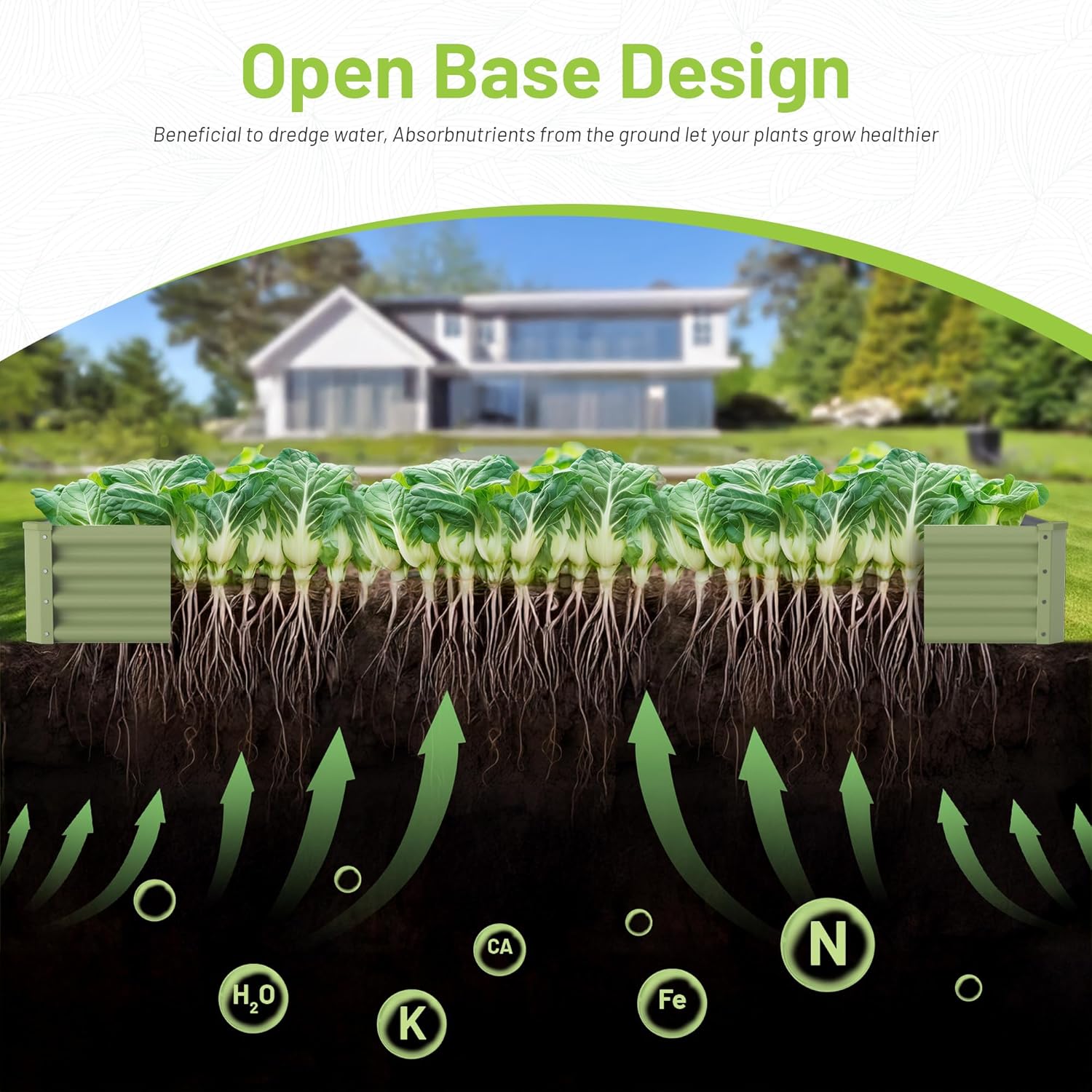 2pcs 8x2x1ft galvanized raised garden bed, galvanized planter raised garden boxes outdoor, large metal raised garden beds for vegetables-green 8x2x1(2pcs) green