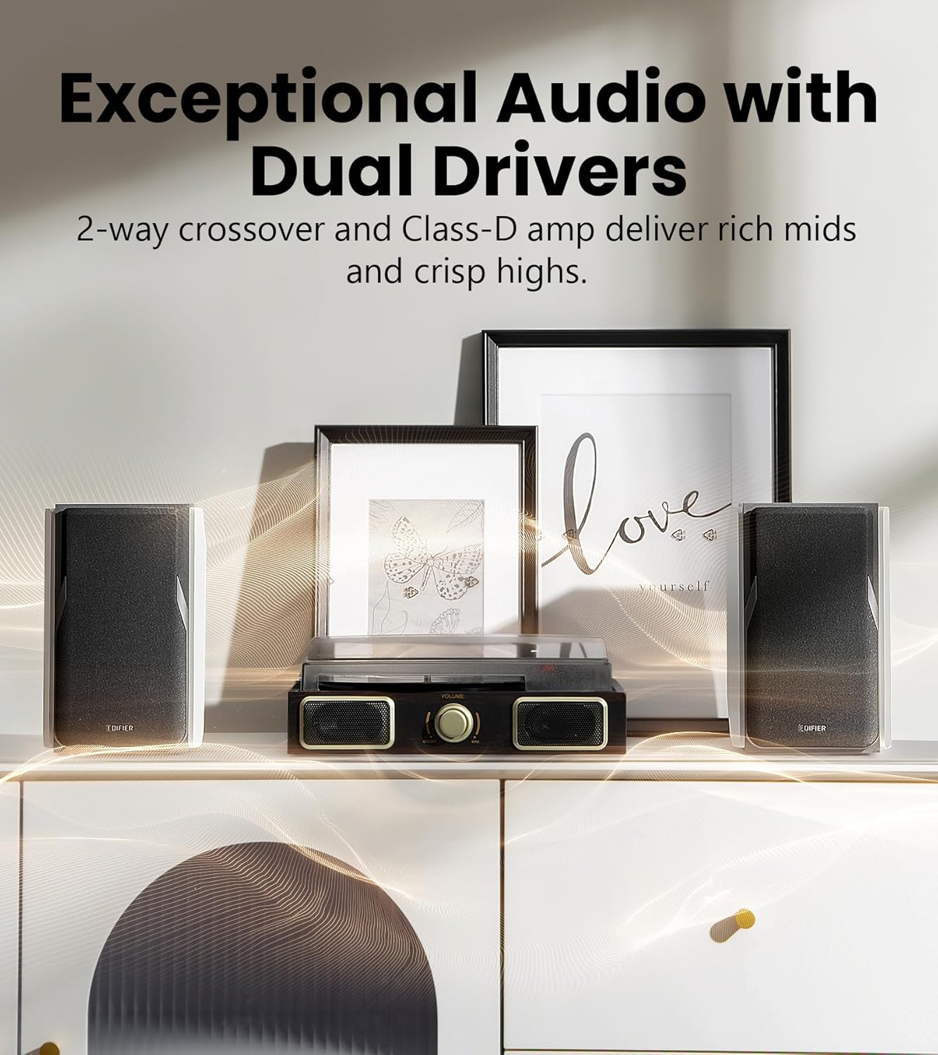 Edifier R1380T Powered Bookshelf Speakers, 2.0 Stereo Active Near Field Monitors, Studio Monitor Speaker, 42 Watts RMS (Black)