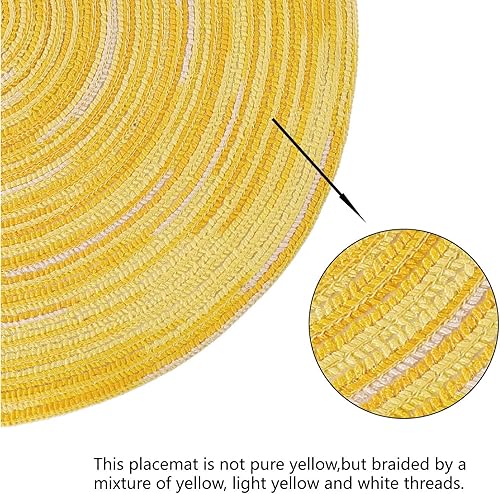 Miniatura 5 de Peking Juego de 6 manteles individuales redondos para mesa de comedor, trenzado de algodón, lavable, antideslizante, fácil de limpiar, 15 pulgadas,