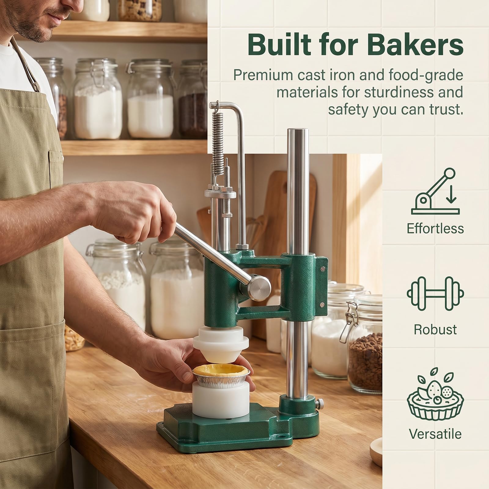Pressa manuale per crostate all'uovo, per uso domestico, stampo per crostate di crema pasticcera, strumento per la creazione di stampi per crostate di crema pasticcera, per uso domestico, ristorante