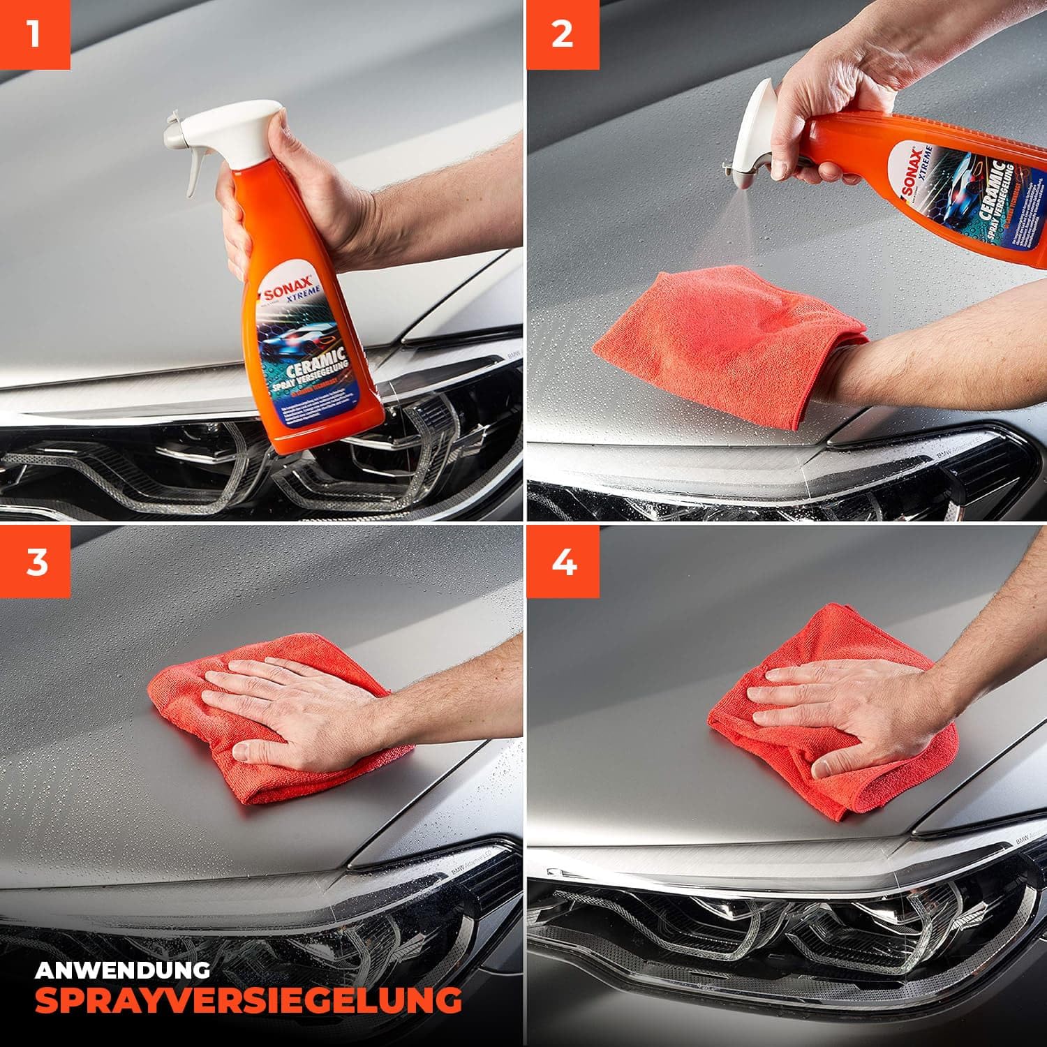Versiegelungs Set: SONAX XTREME Ceramic SprayVersiegelung 750ml + Ceramic QuickDetailer 750ml + Ceramic ActiveShampoo 500ml – Versiegelung, Pflege & Finish im Set inkl. Zubehör