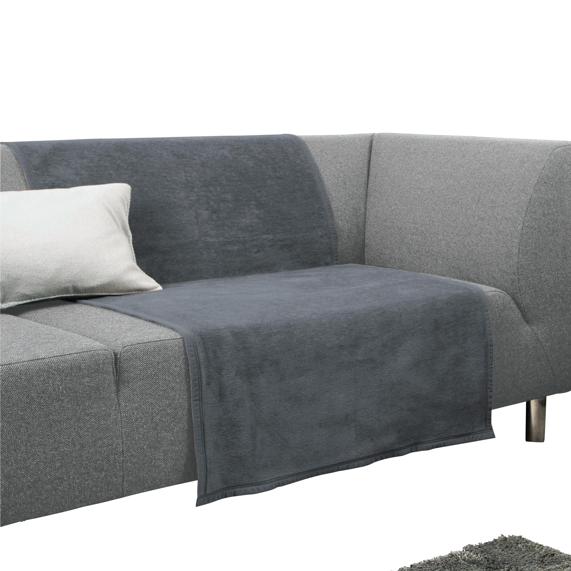 Erwin Müller Sesselschoner, Sofaläufer, Sofaschoner dunkelgrau Größe 75x200 cm - strapazierstark, weich, temparaturausgleichend (weitere Farben)