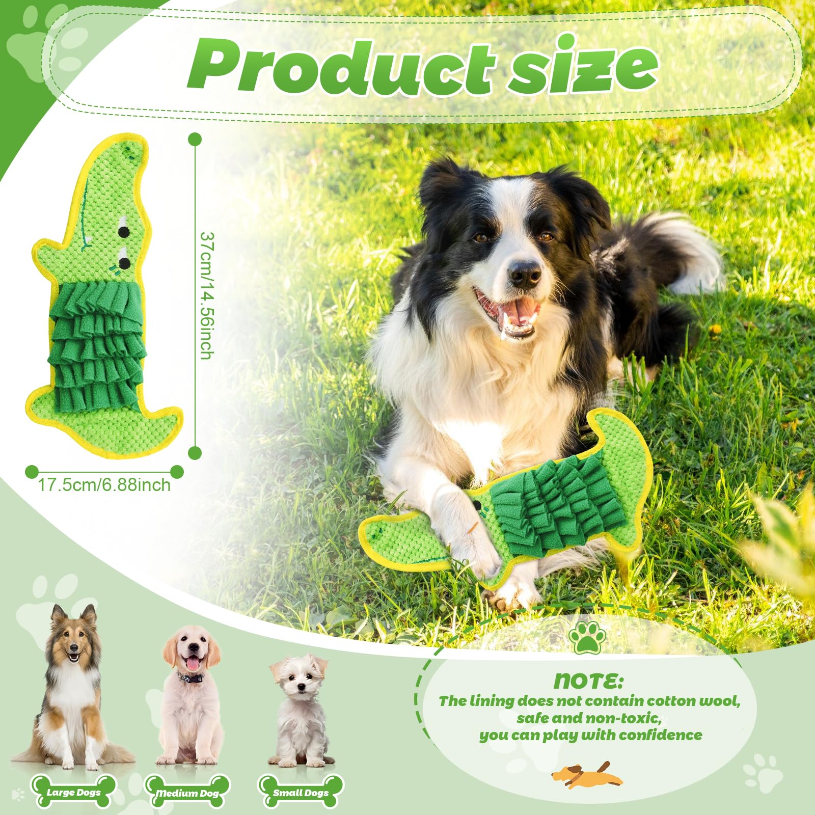 Glirop Interactive Dog Toy for Slow Feeding, Cartoon Sniffing Dog Toys Soft Fleece Fabric Chew Toy with Crinkle Paper for Relieves Stress Boredom Engaging Treat(Crocodile) - Image 2