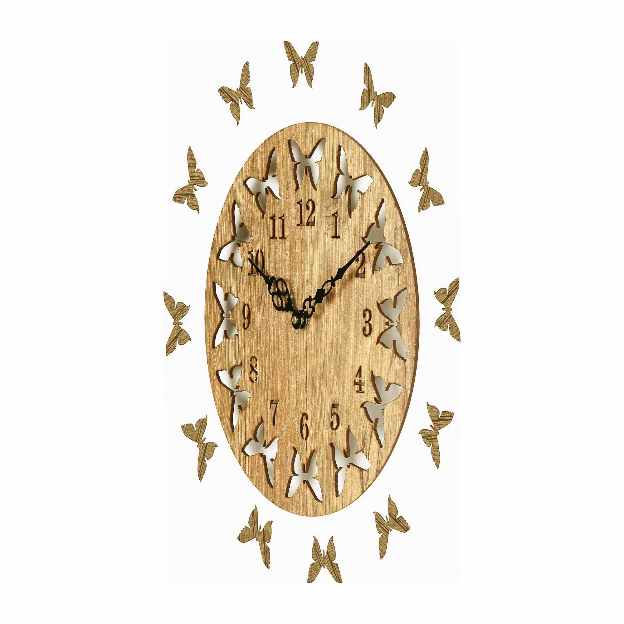 Brown Wall Clocks for Bedroom | Wall Clock for Living Room | Designer Wooden Butterflies Clocks for Home/Wall Decor 10 Inch by Sehaz Artworks - Image 3 thumbnail