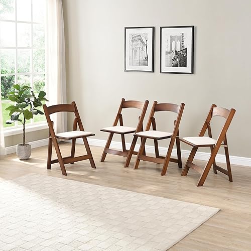 Folding Chair 4 Pack, Modern Kitchen Side Chair, Upholstered Dining Seat, Portable and Assembled Seat, Space Saving for Guests, Kitchen, Office,