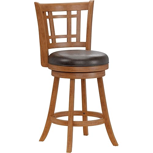Hillsdale Fairfox Swivel Kitchen Counter Stool, 24.5" High, Oak