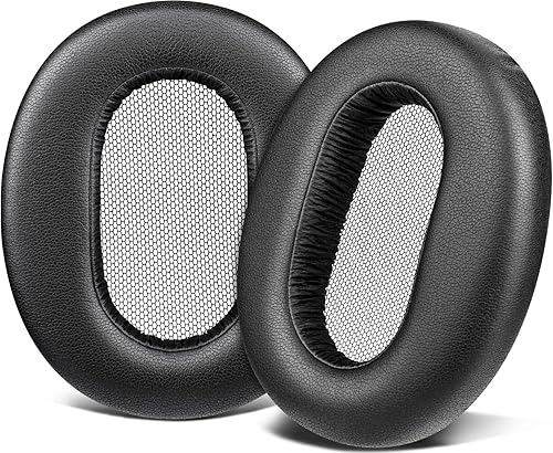SOULWIT Almohadillas profesionales de repuesto para auriculares Sony MDR-1AM2 (MDR1AM2 MDR-1AM2B), almohadillas con espuma de alta densidad, piel de