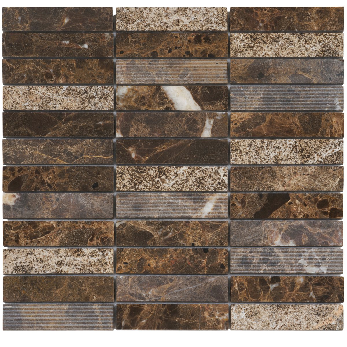 Buy Modket TDH57MO Emperador Dark Brown Marble Stone Mosaic Tile, Texture Blend Stacked Pattern