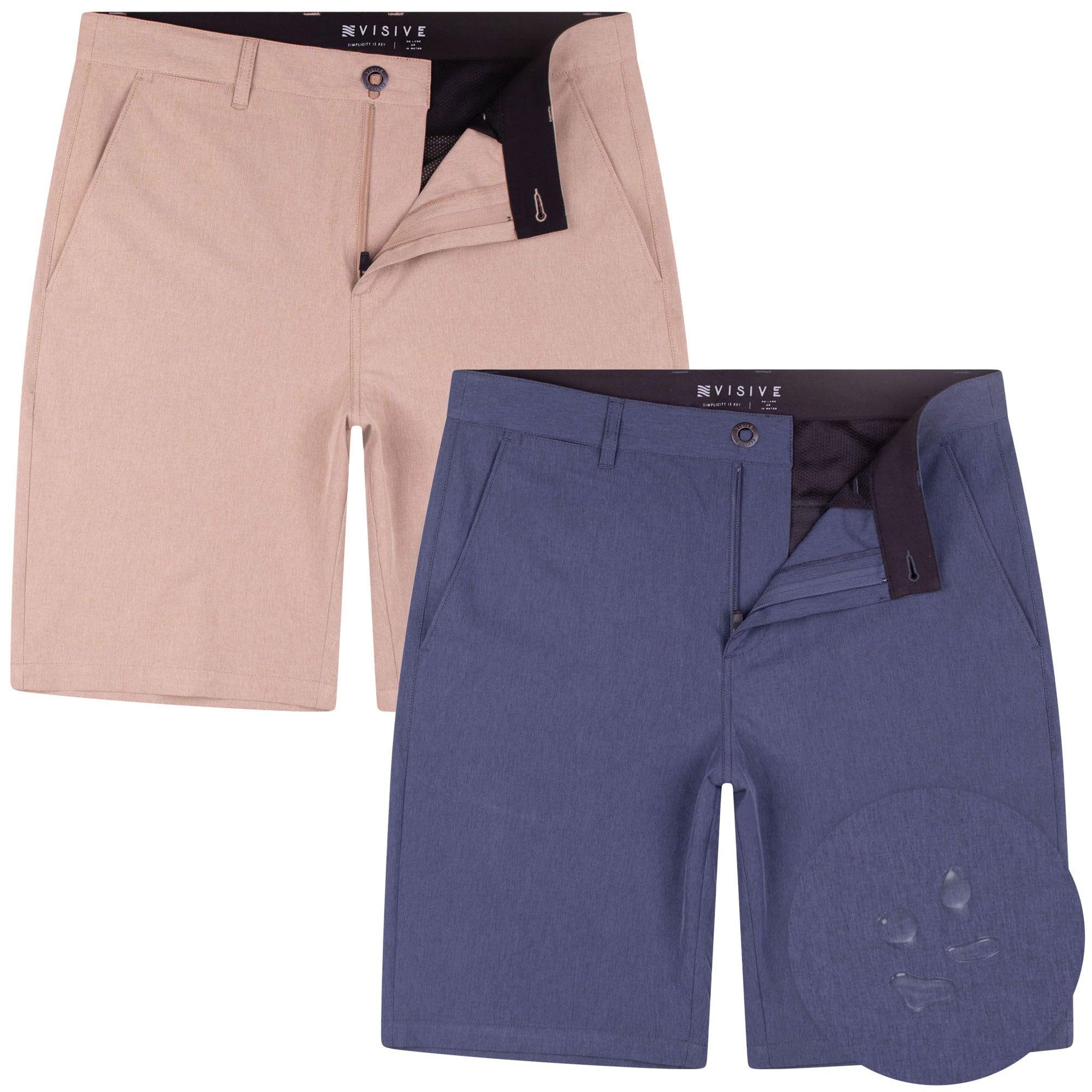 Visive Boys Hybrid Golf Shorts, Blue, Size 22-30, Modern Classic Fit, Quick Dry, 2 Pockets