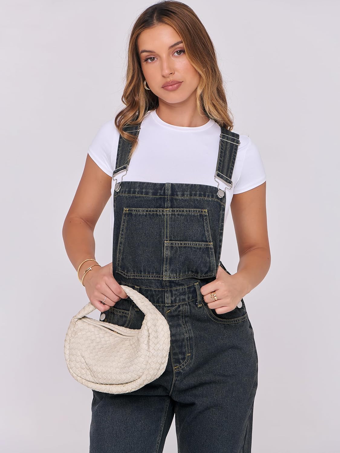 ANRABESS Overalls for Women Loose Fit Denim Overalls Adjustable Strap Jean Jumpsuit Bib Romper Spring Casual Work Outfits - Image 5