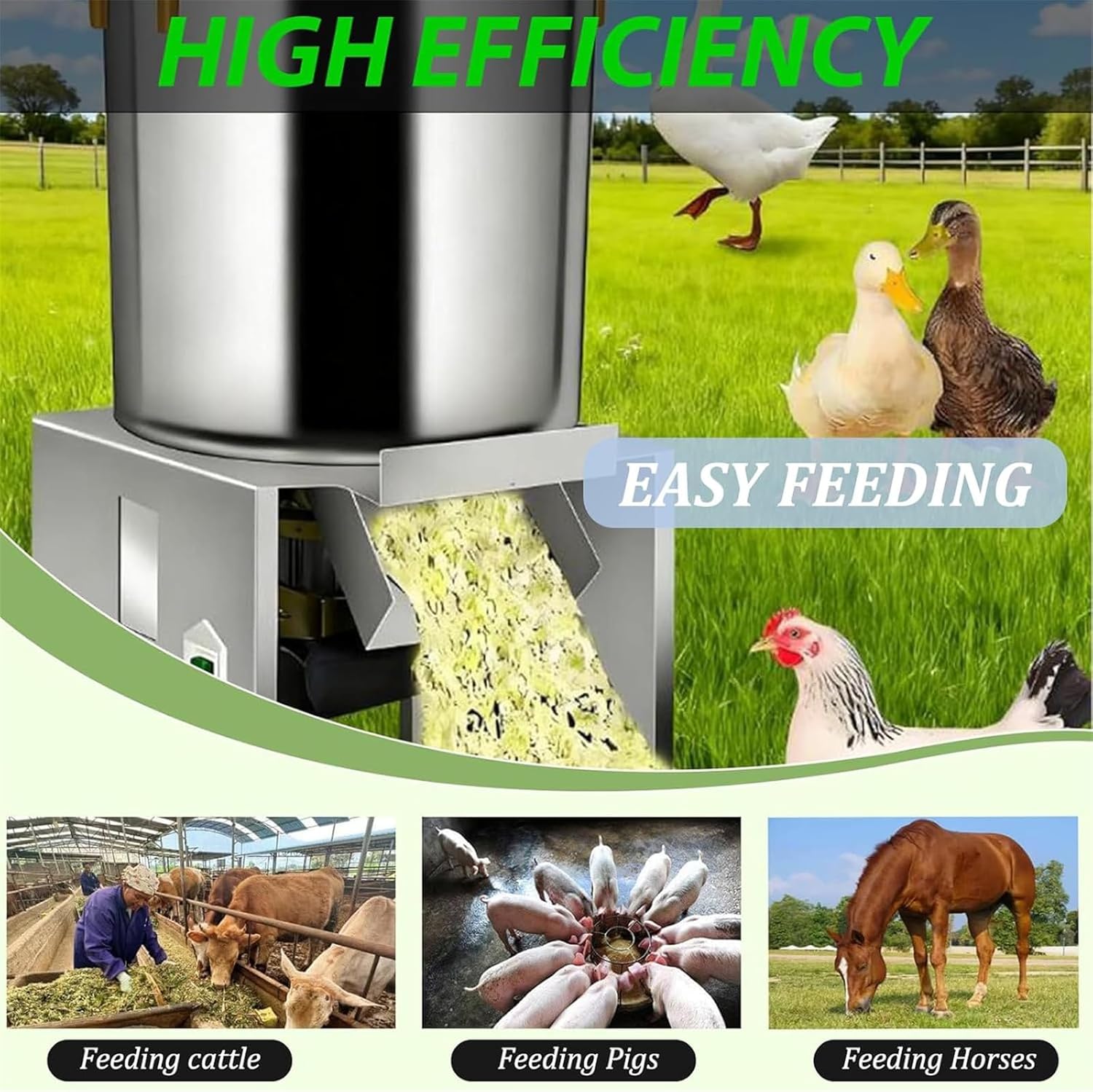 Multifunctional Poultry Feed Chopper & Grinder - Small Household Vegetable Slicer for Farms, Ranches & Home Use, Efficiently Chops & Grinds Various Ingredients