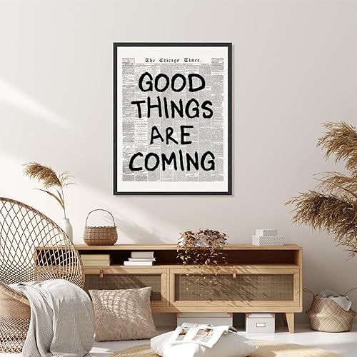 Miniatura 7 de Póster de periódico retro enmarcado con texto en blanco y negro, inspirador, arte de pared con cita positiva de moda, motivación, impresiones en