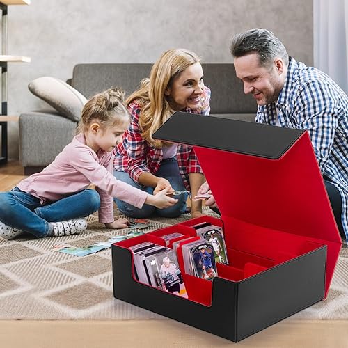 Miniatura 6 de JoyHood Caja de cartas para tarjetas PTCG Team Rocket MTG con 2 divisores por caja de almacenamiento de tarjetas, tamaño grande para más de 100