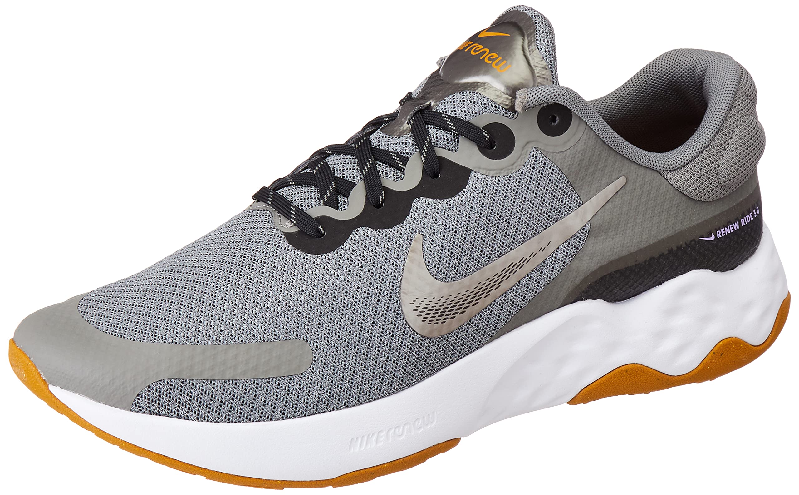 Nike Mens Renew Ride 3 Flat Pewter/MTLC Pewter-White-Gold Suede Running Shoe - 8 UK (9 US) (DC8185-006) (B0BMLQ67KD) Amazon Price History, Amazon Price Tracker