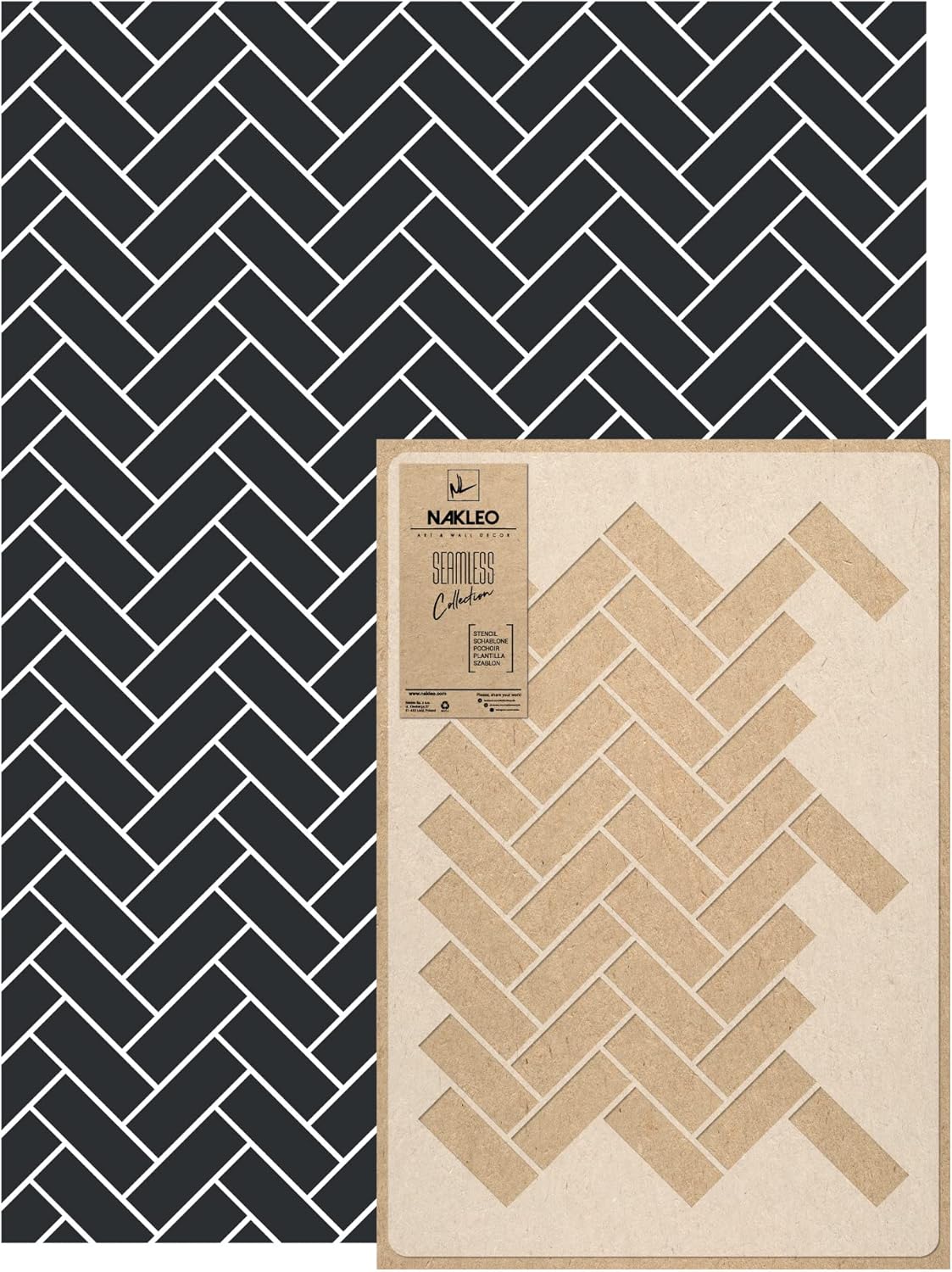 NAKLEO Wall Painting Stencil Large Size, 23,2”x37,4” Brick Wall Imitation Reusable Plastic Template, Geometric Pattern Wallpaper, DIY Home Decor Craft Wood Floor Furniture