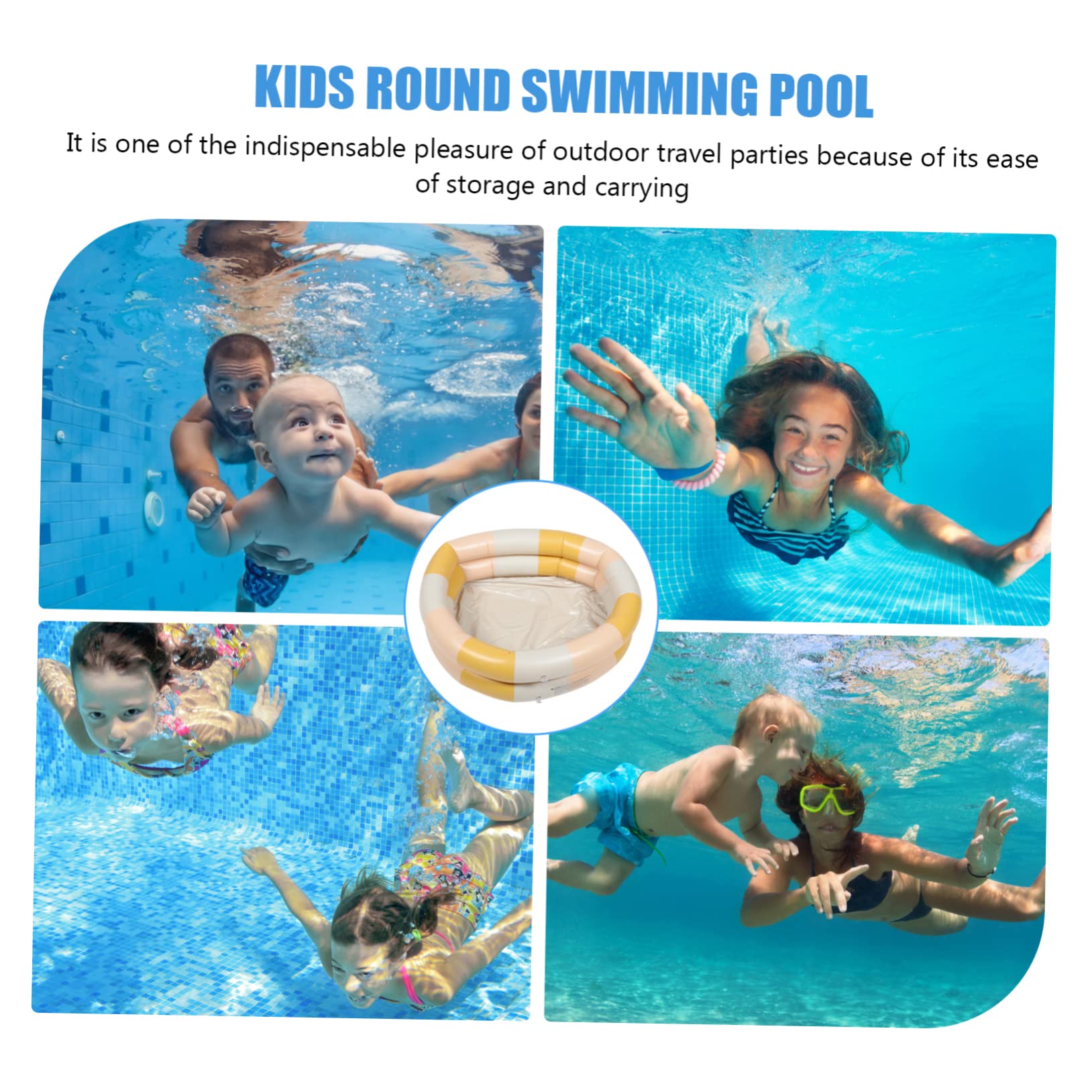 Happyyami Piscina Hinchable Infantil Diseño Redondo para Bebés y Fácil De Inflar y Deflar para Verano