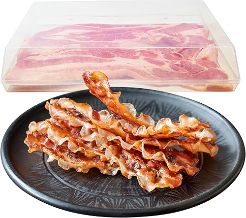 Kitchen Discovery Stay Fresh Bacon Keeper Contenedor de tocino de plástico de 1 libra para refrigerador conserva la frescura y evita el deterioro -