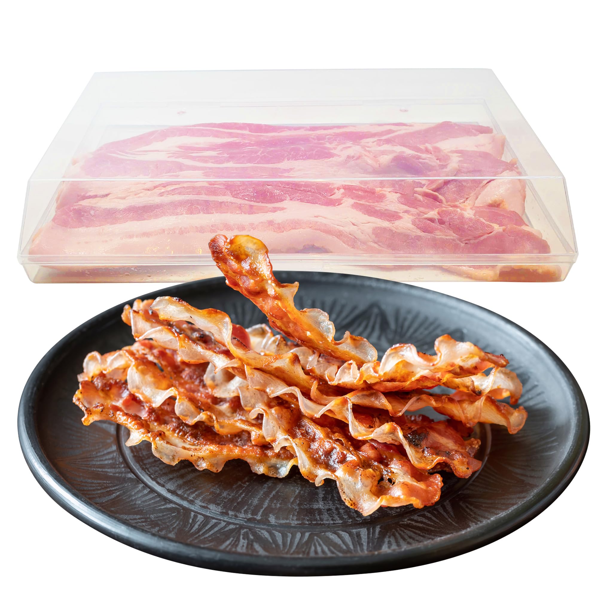 Kitchen DiscoveryStay Fresh Bacon Keeper 1lb Plastic Bacon Container for Refrigerator Preserves Freshness and Prevents Spoilage – No Mess Bacon Storage Replaces Greasy Packaging