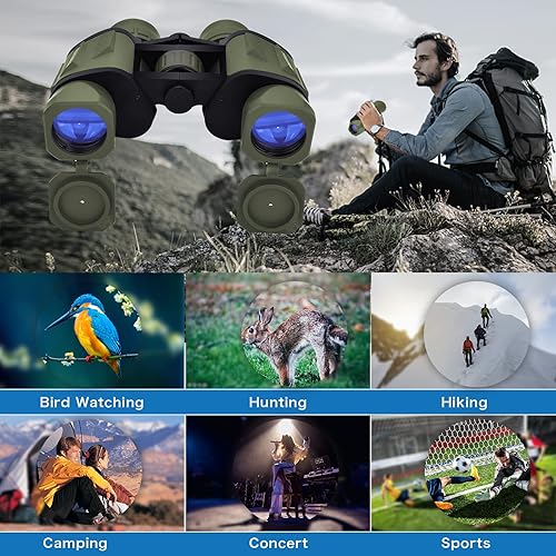 Miniatura 6 de GRWANG Prismáticos profesionales HD de 10 x 40 para adultos y niños, binoculares a prueba de golpes con lente BAK4 FMC, visión grande y binoculares